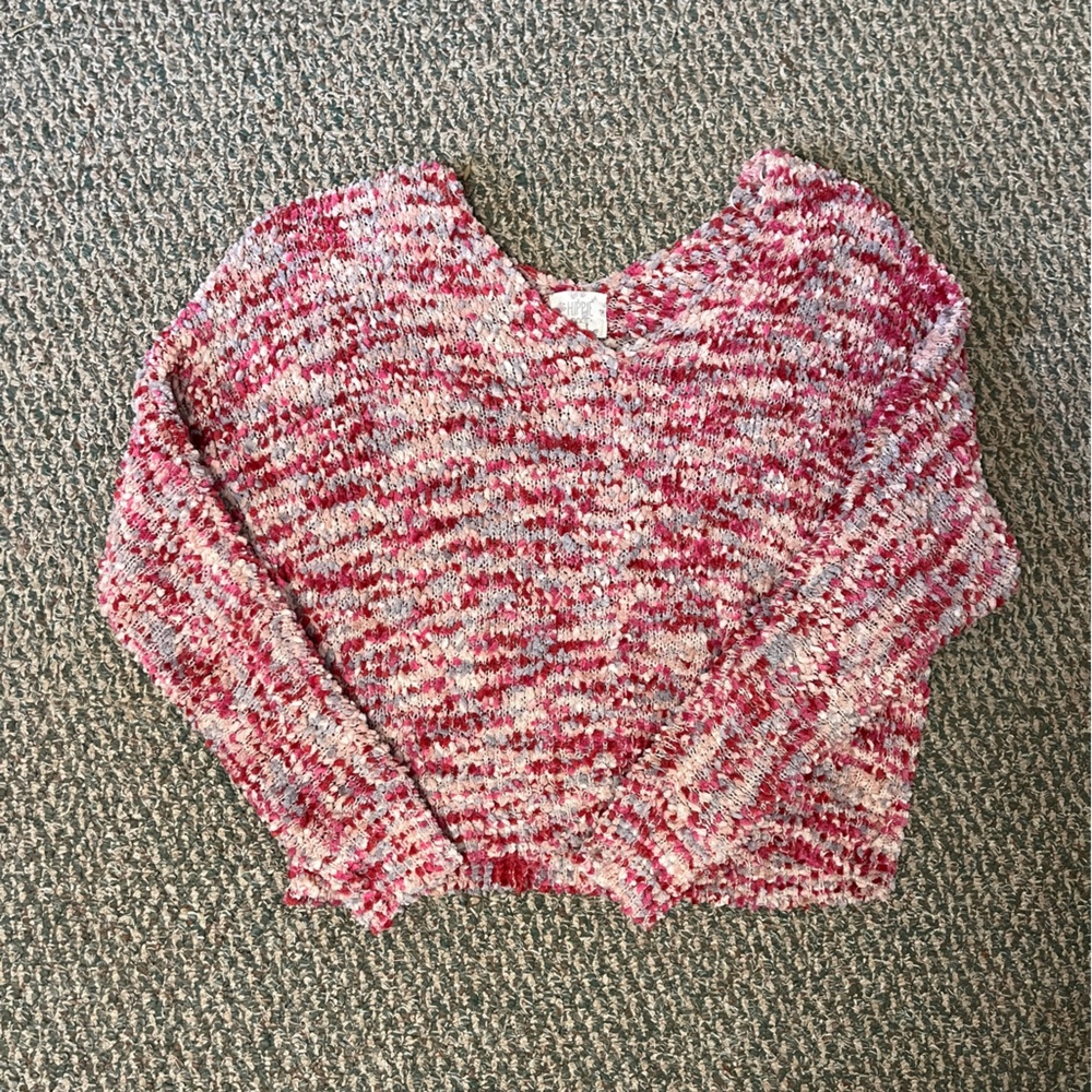 Pink and White Knit Sweater